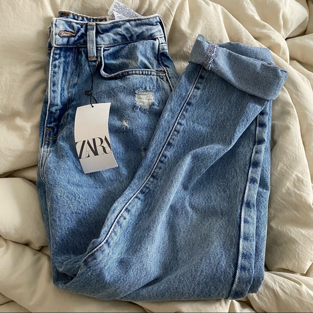 Zara Mom Jeans 6164/174/427 Size 36 Distressed